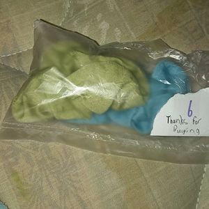 Green and blue scrunchies